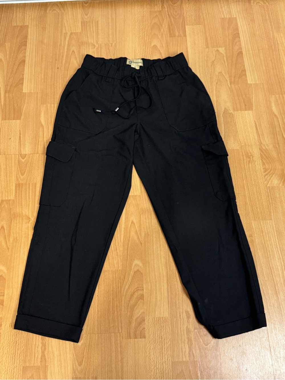 Black Womens Cargo Jogger Pants - Drawstring Waist